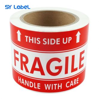 Warning Sticker Fragile Label 5" x 3" This Side Up Handle with Care Thank You