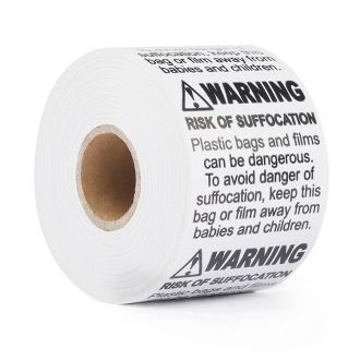 Warning Sticker Suffocation Label 2" x 2"