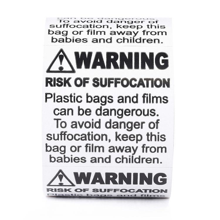 Warning Sticker Suffocation Label 2" x 2"